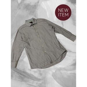 Tattersall London Men’s Button Down Shirt Plaid 100% Cotton 16.5 32/33 Large M02